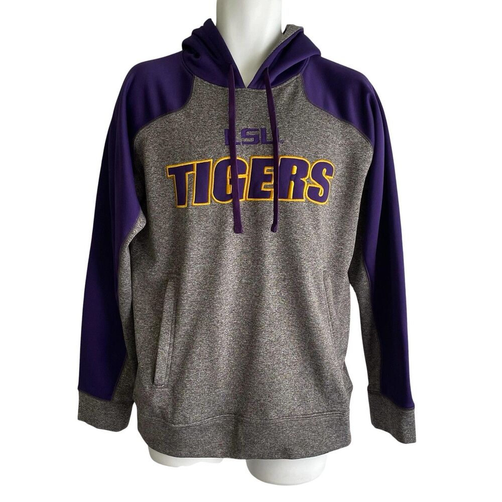 LSU Tigers Hoodie Mens Medium Gray NCAA Football Knights Apparel Sweatshirt - Picture 1 of 9